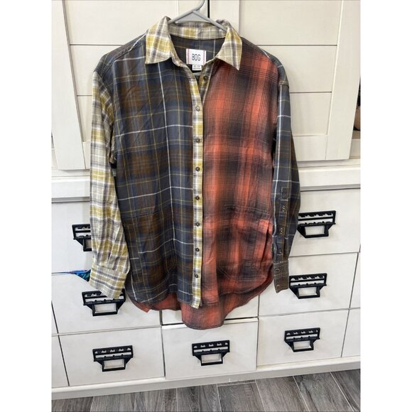 BDG Rick Spliced Boyfriend Flannel Shirt Urban Outfitters Size XS Oversized - Picture 1 of 9